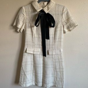 SHEIN Tweed Style Dress with Neck Tie